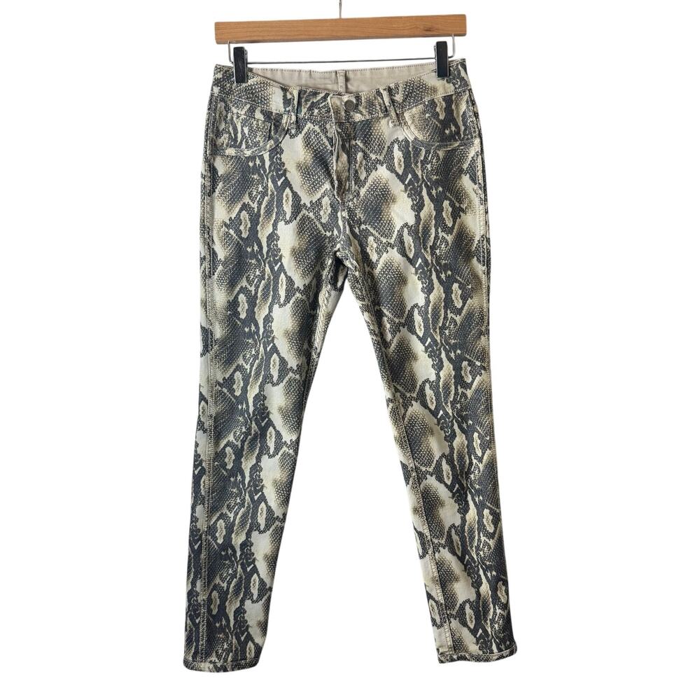 Tempo Paris Reversible Jeans Women's 28" Waist Snake Skin Print Skinny Tan Sexy